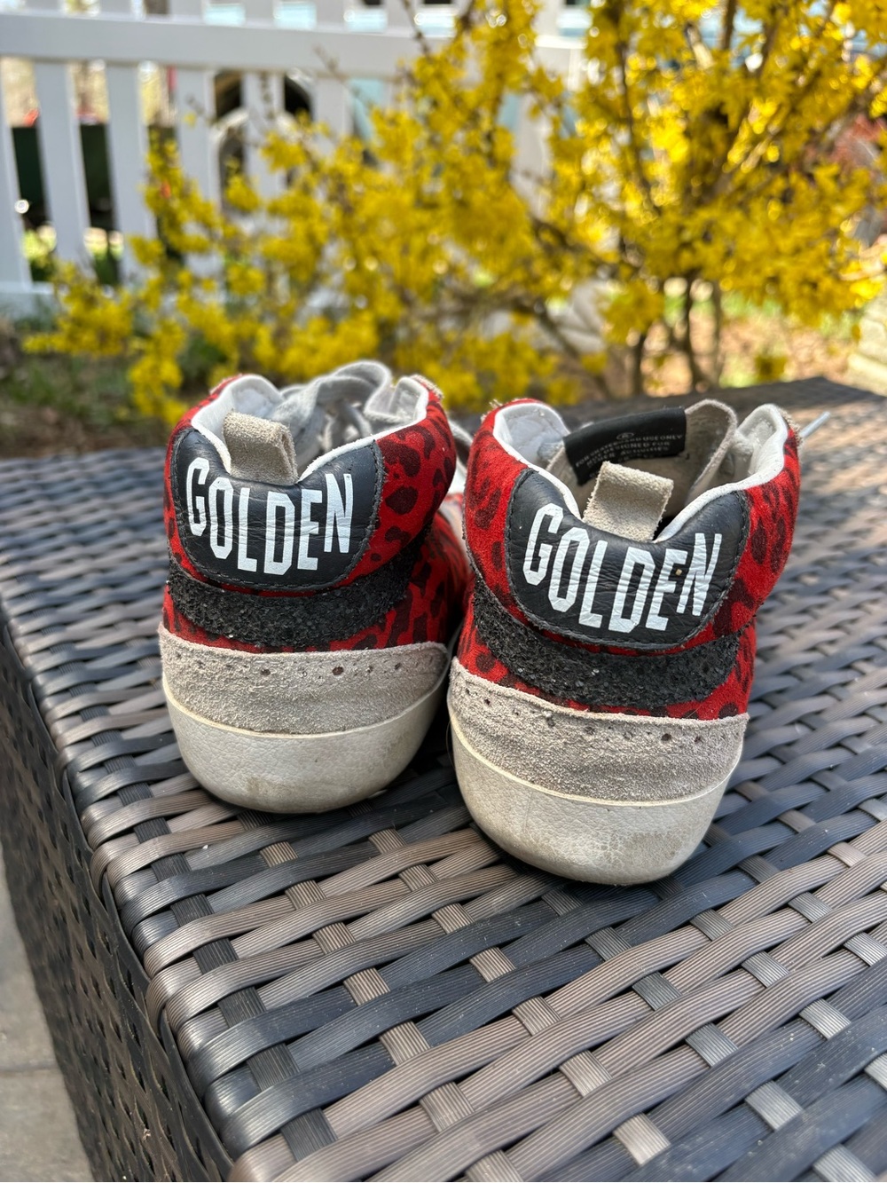 Golden Goose Red and Black Leopard-Print Low-Top Sneakers